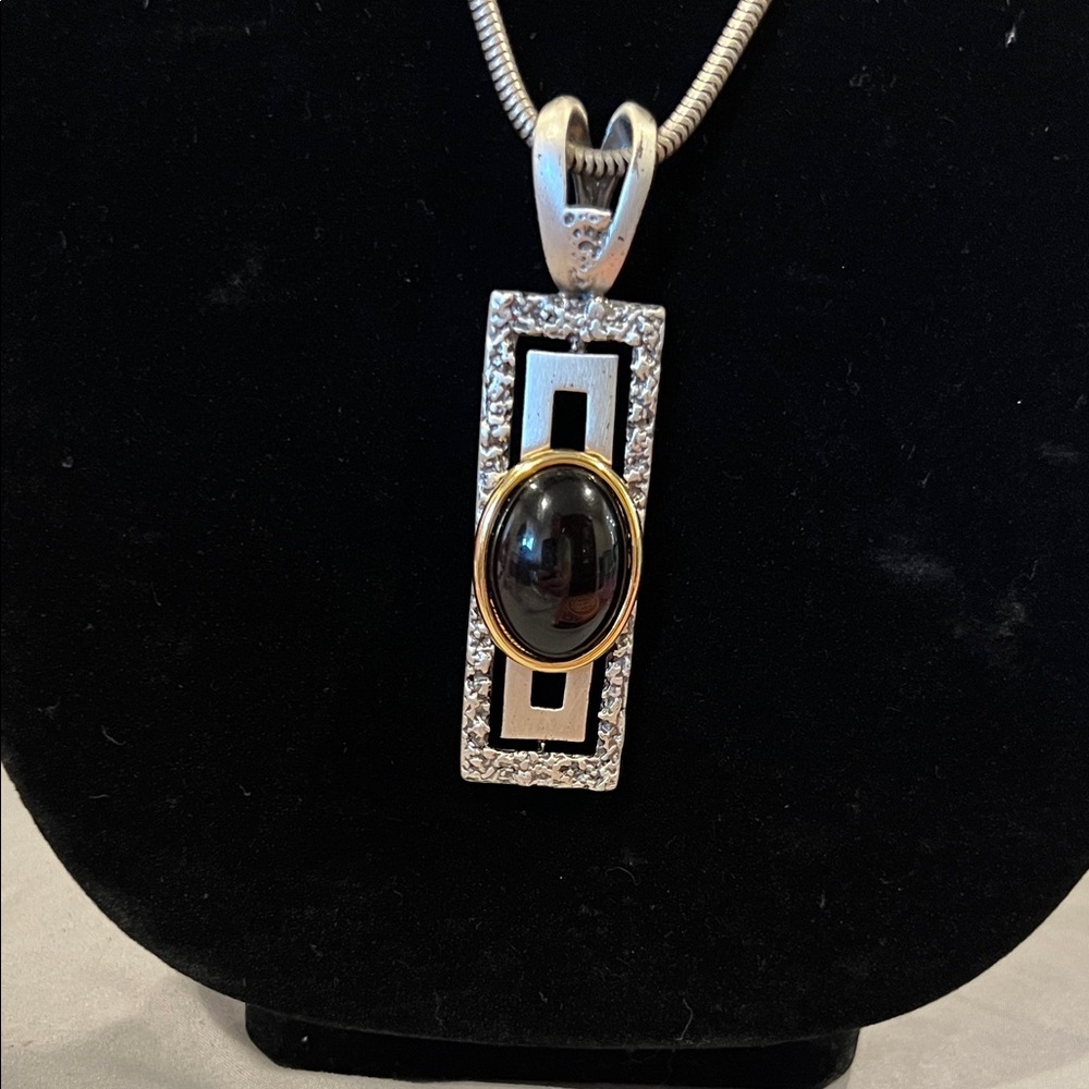 Silver and Gold Pendant Necklace And Earrings